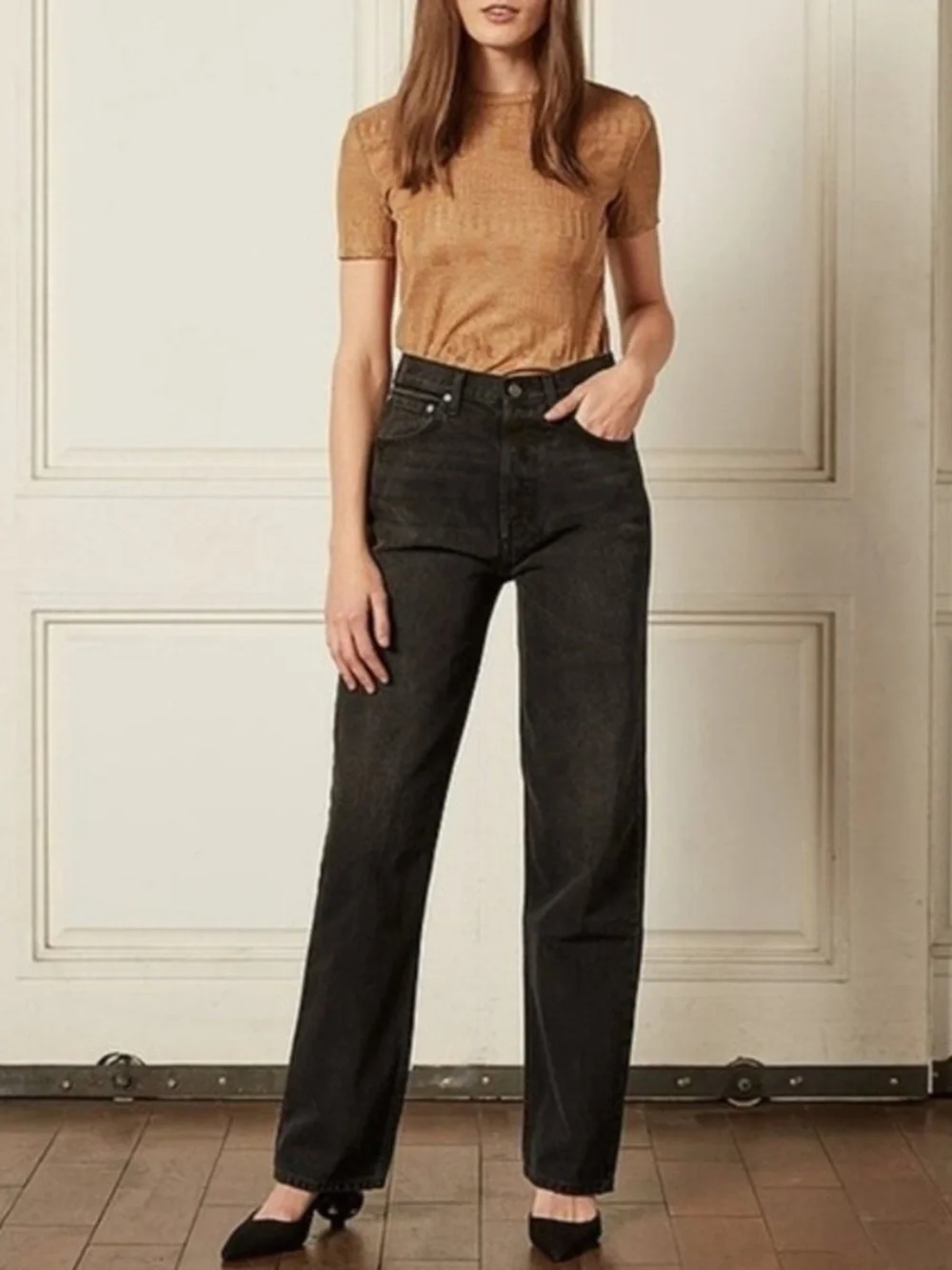 REVOLVE BOYISH Ziggy High Waisted Relaxed Straight Leg Jeans in The Hustler Wash
